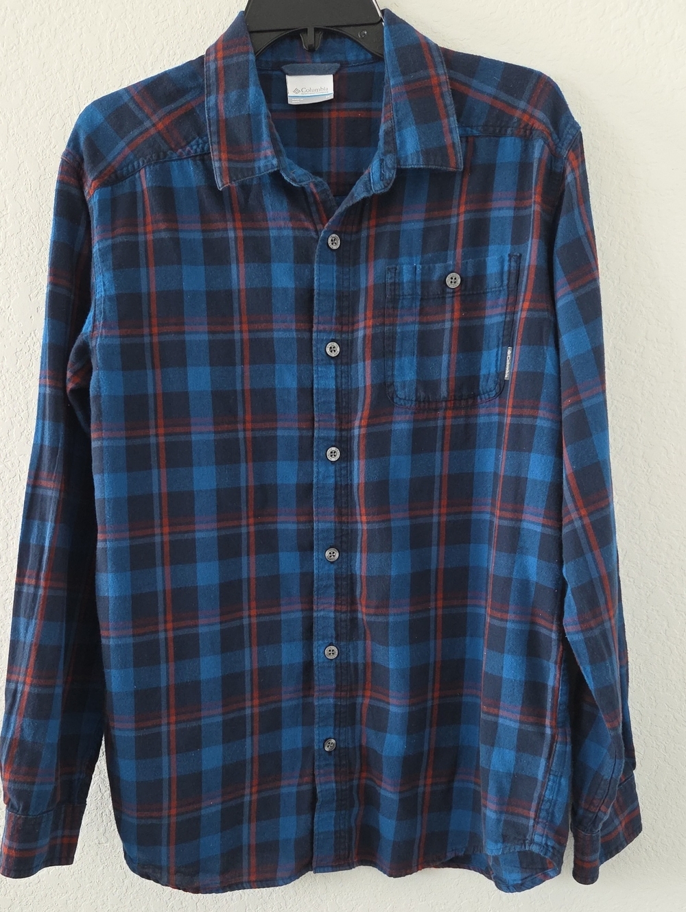 Columbia Blue Red Plaid Long-Sleeve Button-Down Shirt Outdoor Hiking Gorpcore M
